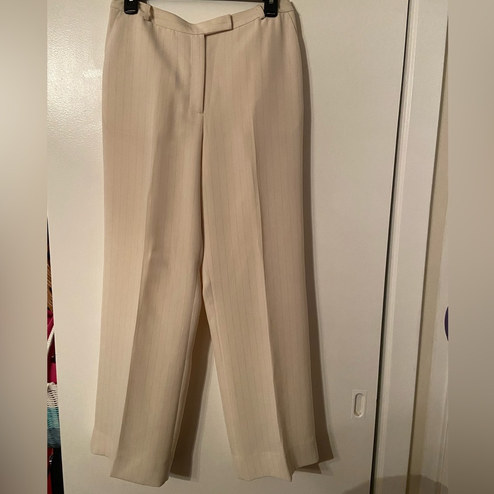 Beige pinstripe dress pants